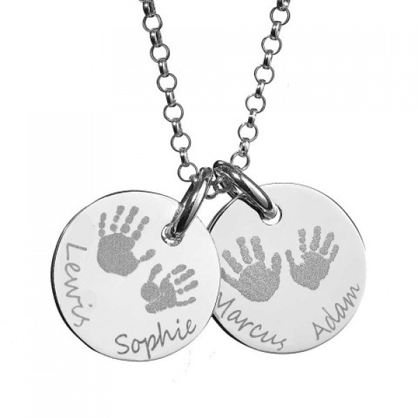 Large Engraved Handprint Necklace For Children - Name My Jewelry ™