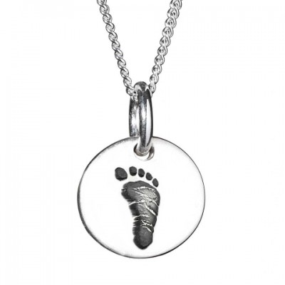 925 Sterling Silver Hand / Footprint Medium Circle Pendant - Name My Jewelry ™