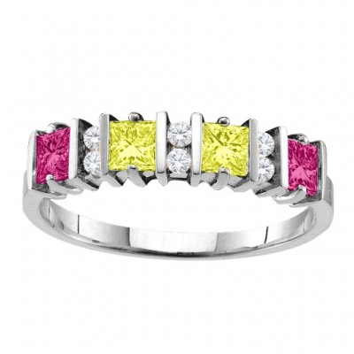 Echo  2-6 Princess Cut Stones Ring With Accents  - Name My Jewelry ™