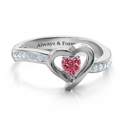 18ct White Gold Falling For You Accented Heart Ring - Name My Jewelry ™