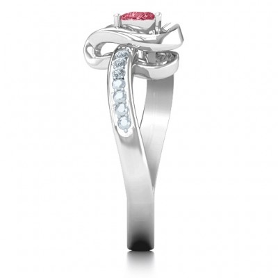 18ct White Gold Falling For You Accented Heart Ring - Name My Jewelry ™