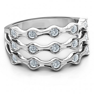 15 Stone Family Wave Ring  - Name My Jewelry ™