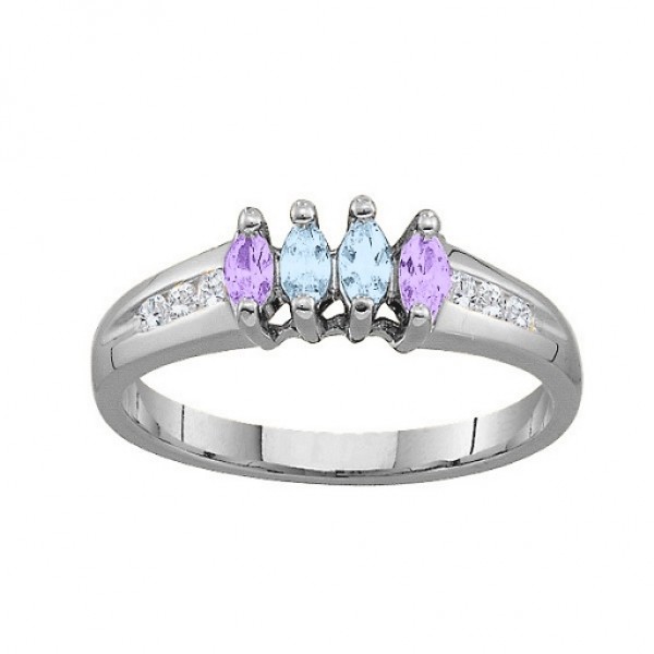 3-6 Marquise Ring With Channel Set Accents - Name My Jewelry ™