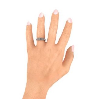 3-6 Stone Circular Half Bezel and Twin Accent Ring  - Name My Jewelry ™