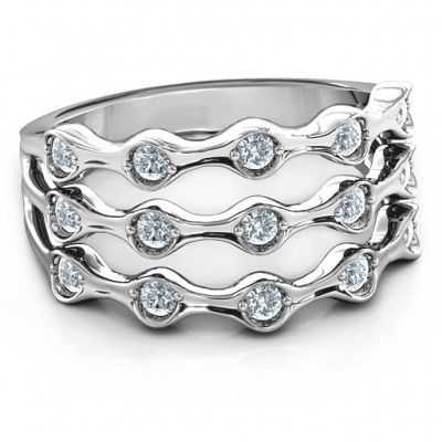 3 Row Fashion Wave Ring - Name My Jewelry ™