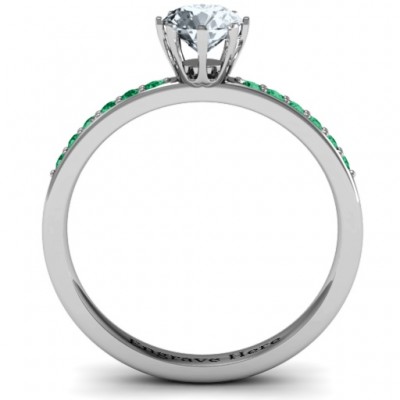 8 Prong Solitaire Set Ring with Twin Channel Accent Rows - Name My Jewelry ™