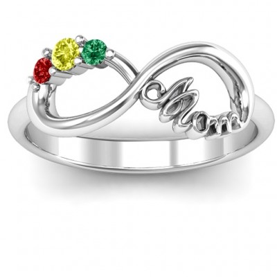 Mom's Infinite Love Ring with 2-10 Stones and 3 Cubic Zirconias Stones  - Name My Jewelry ™