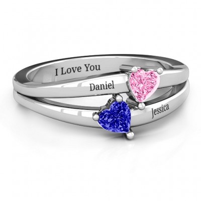 Twin Hearts Ring - Name My Jewelry ™