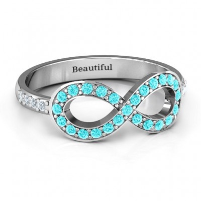 Accented Infinity Ring with Shoulder Stones  - Name My Jewelry ™