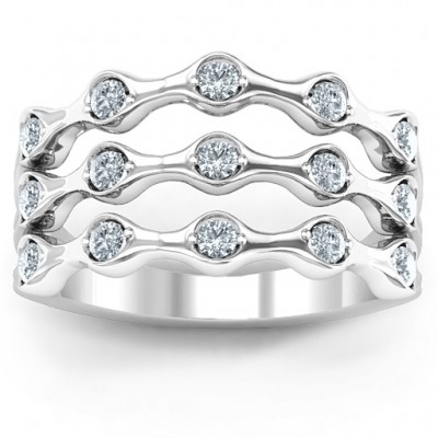 Alternating Stone Fashion Wave Ring  - Name My Jewelry ™