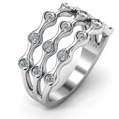 Alternating Stone Fashion Wave Ring  - Name My Jewelry ™