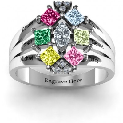 Arachna Centre Marquise and Princess Ring with Accents - Name My Jewelry ™