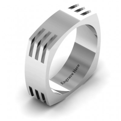 Areo Grooved Square-shaped Men's Ring - Name My Jewelry ™