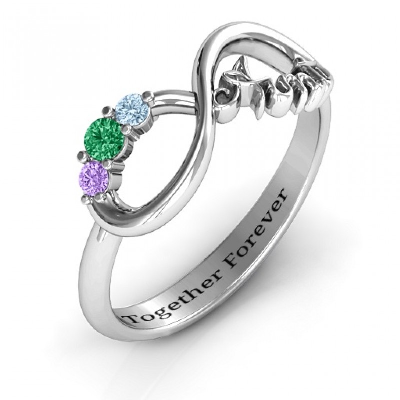 Aunt's Infinite Love Ring with Stones - Name My Jewelry