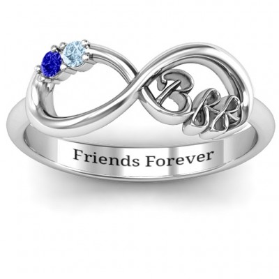 BFF Friendship Infinity Ring with 2 - 7 Stones  - Name My Jewelry ™