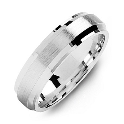Beveled Edge Men's Ring with Brushed Centre - Name My Jewelry ™