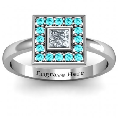 Bezel Princess Stone with Channel Accents Ring  - Name My Jewelry ™