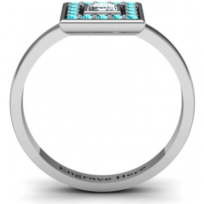 Bezel Princess Stone with Channel Accents Ring  - Name My Jewelry ™