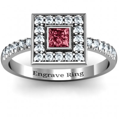 Bezel Princess Stone with Channel Accents in the Band Ring  - Name My Jewelry ™