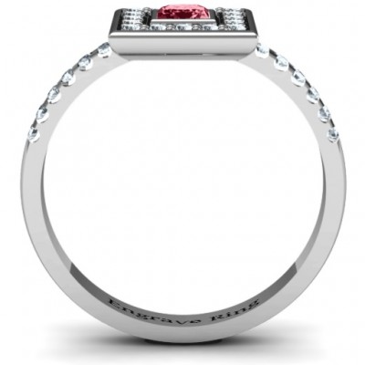 Bezel Princess Stone with Channel Accents in the Band Ring  - Name My Jewelry ™