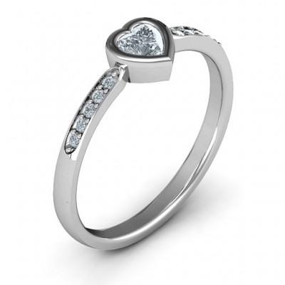 Bezel Set Love Ring with Accents - Name My Jewelry ™