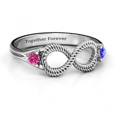 Braided Infinity Ring with Two Stones  - Name My Jewelry ™