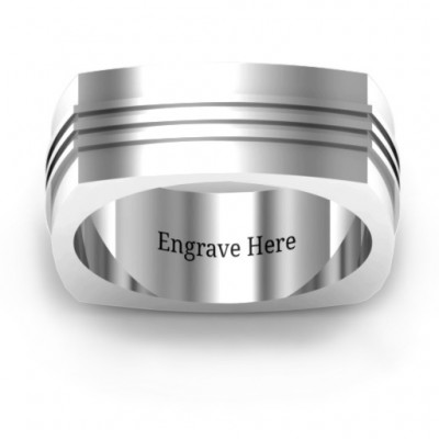 Bridge Grooved Square-shaped Men's Ring - Name My Jewelry ™