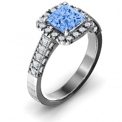 Brilliant Princess Ring with Profile Accents - Name My Jewelry ™