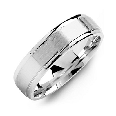Brushed Centre Men's Ring with Polished Edges - Name My Jewelry ™