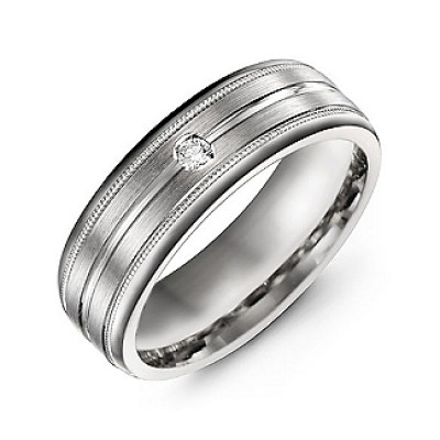 Brushed Layer Men's Ring with Milgrain Edges - Name My Jewelry ™