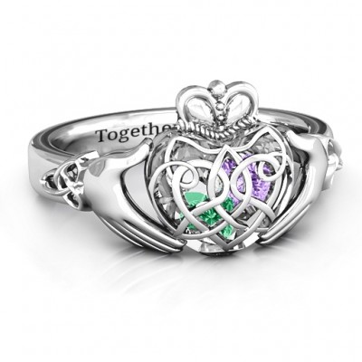 Caged Hearts Celtic Claddagh Ring - Name My Jewelry ™