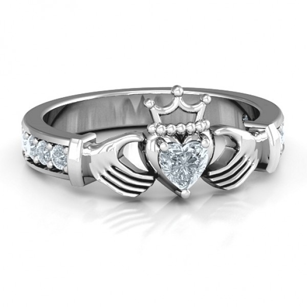 Classic Claddagh Heart Cut Ring with Accents - Name My Jewelry ™