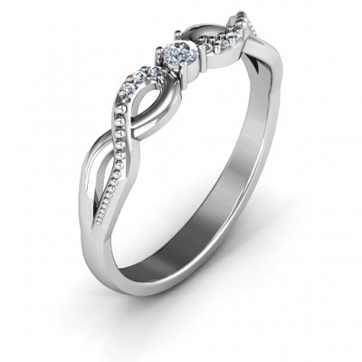 Classic Solitare Sparkle Ring with Accented Infinity Band - Name My Jewelry ™