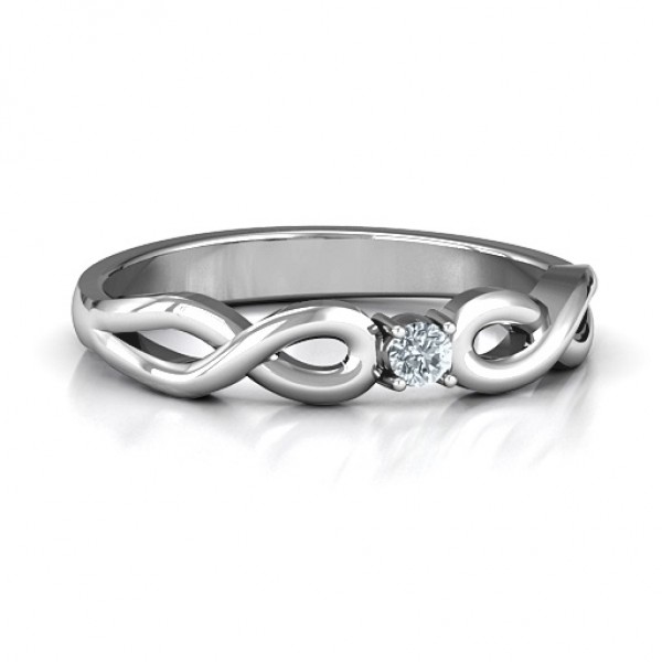 Classic Solitare Sparkle Ring with Infinity Band - Name My Jewelry ™