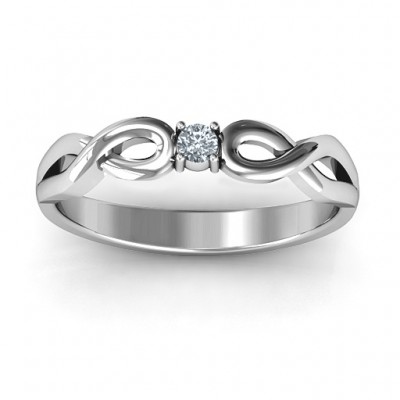 Classic Solitare Sparkle Ring with Infinity Band - Name My Jewelry ™