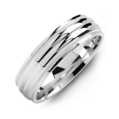 Classic Two-Line Milgrain Men's Ring - Name My Jewelry ™