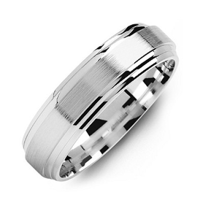 Classic Two-Line Milled-Brush Men's Ring - Name My Jewelry ™