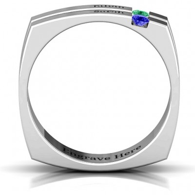 Crevice Grooved Square-shaped Gemstone Men's Ring  - Name My Jewelry ™