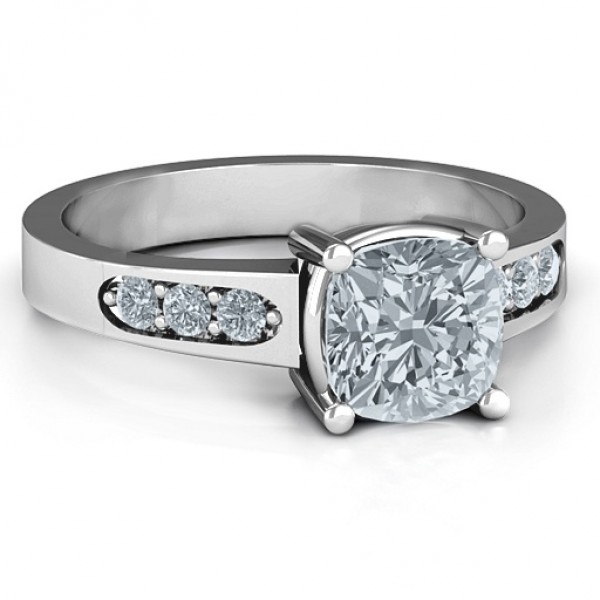 Cushion Cut Solitaire with Accents Ring - Name My Jewelry ™