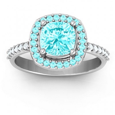 Cushion Cut Statement Ring with Halo - Name My Jewelry ™