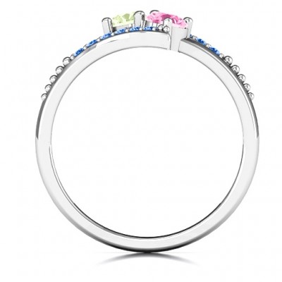 Diagonal Dream Ring With Round Stones  - Name My Jewelry ™