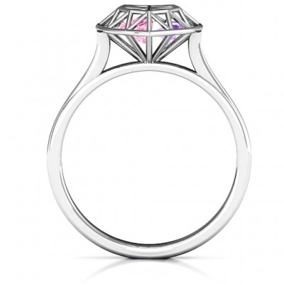 Diamond Heart Cage Ring With Encased Heart Stones  - Name My Jewelry ™