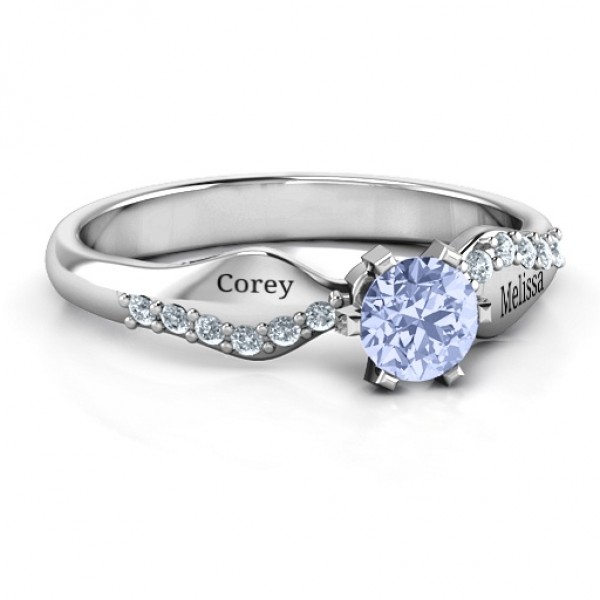 Dimpled Solitaire with Accents Ring - Name My Jewelry ™