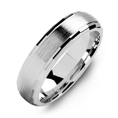 Dome-Shaped Brushed Men's Ring with Baguette Edges - Name My Jewelry ™