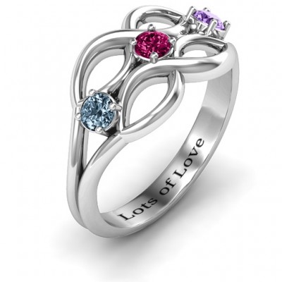 Double Infinity Ring with Triple Stones  - Name My Jewelry ™