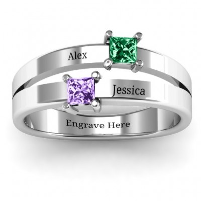 Double Princess Cut Ring - Name My Jewelry ™