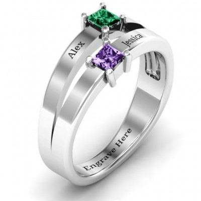 Double Princess Cut Ring - Name My Jewelry ™