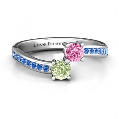 Elegant Accent Two Stone Ring  - Name My Jewelry ™
