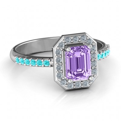 Emerald Cut Cocktail Ring with Halo - Name My Jewelry ™