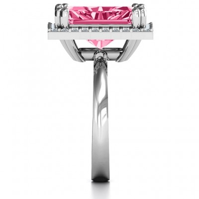 Emerald Cut Statement Ring with Halo - Name My Jewelry ™